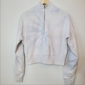 MARLA Quarter zip tie dye mock neck cropped sweater